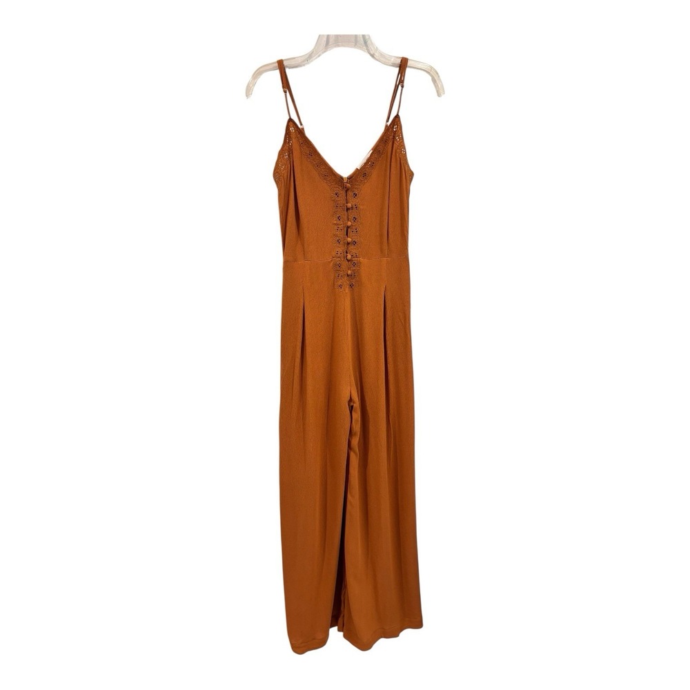 Cotton Candy LA Jumpsuit Womens Small Mustard Yellow Rayon Crepe‎ Wide Leg Boho